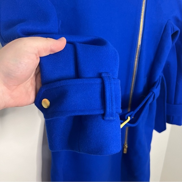 NWT J. Crew Melton Wool Coat Blue Women's Size 4P Winter Pea Topcoat Zip Front - Picture 3 of 10